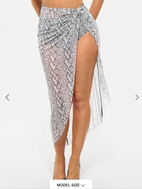 Popilush Bias Twist Mesh Sarong Coverup Snake Print XL NWT